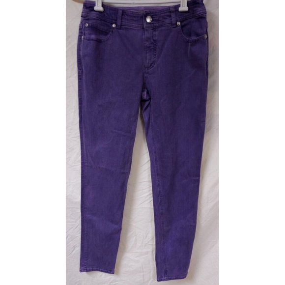 So Slimming By Chico’s Womens 0.5 Purple Tapered Stretch Mid Rise Jeans 30X31 - Picture 1 of 10